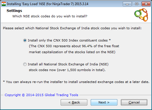 NinjaTrader NSE charts| Nifty 50 charts  | NSE data feed | nseindia