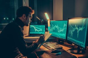 Trader analyzing financial markets
